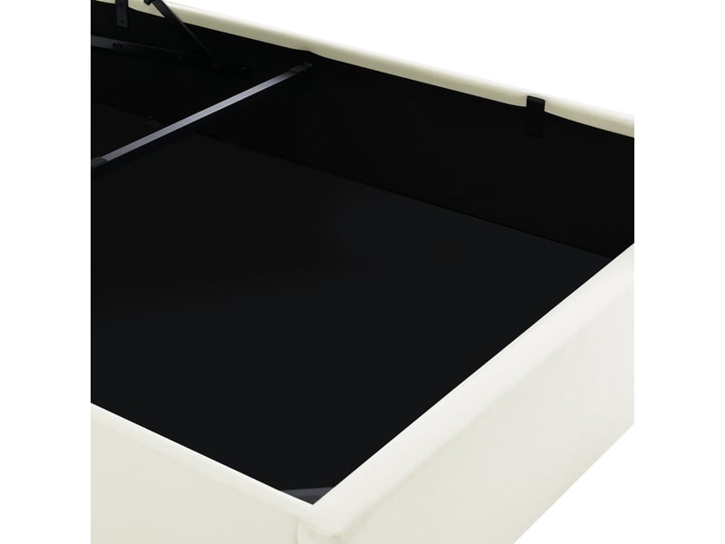  Lit coffre 160x200cm, lit adulte, tête de lit avec led, rangement caché, pu, bois, blanc, sans matelas  - Conforama R