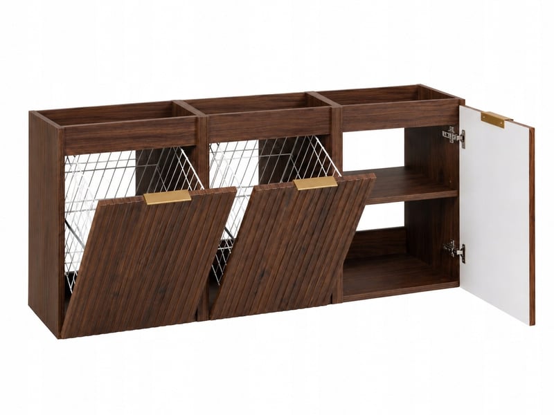 Ensemble de meubles bas flow noyer foncé 120 cm avec 2 paniers à linge - Conforama A