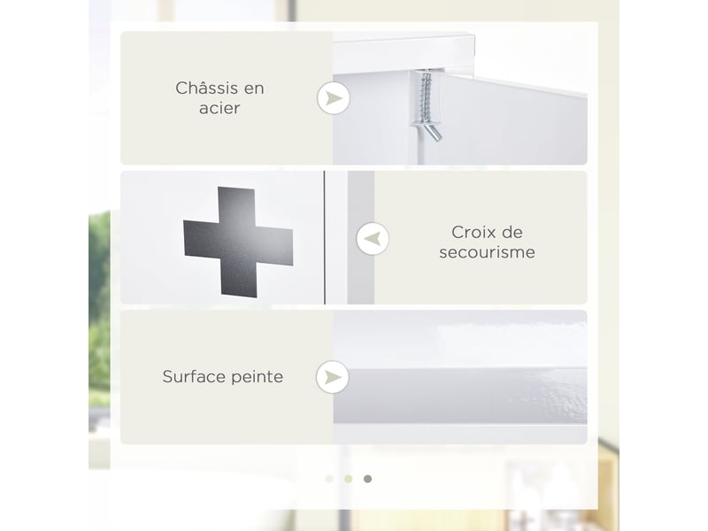  Armoire à pharmacie murale 30 x 12 x 60 cm porte magnétique sécurité gain de place moderne contemporain en acier blanc 21_0001947  - Conforama D