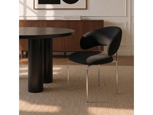Chaises en tissu tramé toucher doux noir dolce