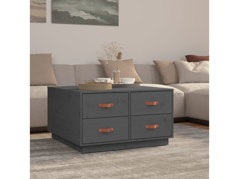 Table basse | table de salon gris 80x80x45 cm bois massif de pin  - Conforama B