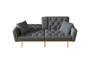 Canapé droit fixe OKWISH 2 places Velours bicolore
