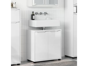 Armoire de lavabo de salle de bain blanc brillant