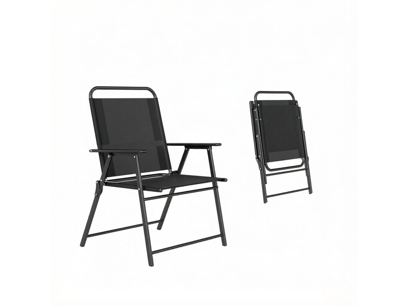 Lot de 4 chaises pliantes d’extérieur avec haut dossier et accoudoirs - Conforama D