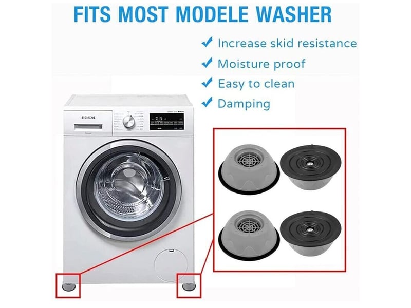  4 pièces anti vibration machine a laver, patin anti vibration lave linge pour la réduction du bruit  - Conforama C