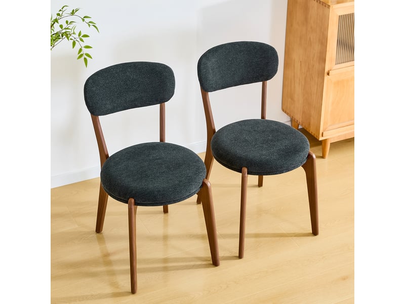  Lot de 2 chaises de salle à manger,48.5x55.5x84 cm,tissu de lin,noir  - Conforama D