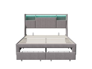 Lit avec rangement 160x200 cm Lonelyo coloris gris