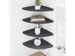 Lot de 4 étagères flottantes d'angle, étagères murales anthracite 30 x 30 x 2 cm cf41662