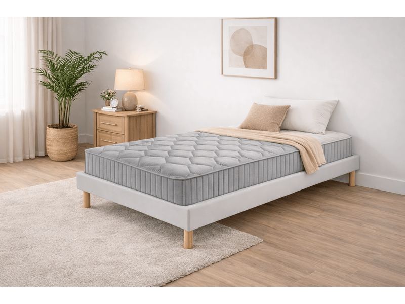 Ensemble sommier tapissier et matelas 80x190 cm - couleur : gris - matelas latex soutien ferme greggris-mathieu-80x190-gris - Conforama B