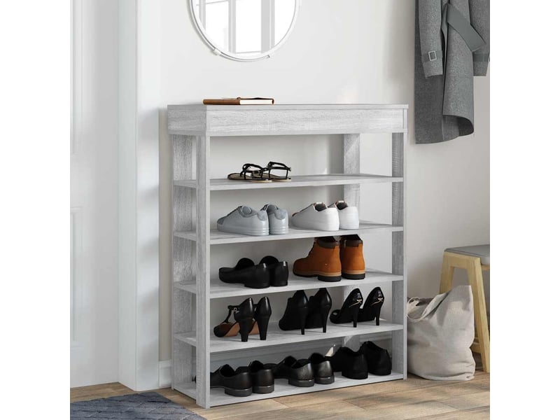  Meuble à chaussures, étagère à chaussures sonoma gris 80x30x98 cm bois d'ingénierie  - Conforama C