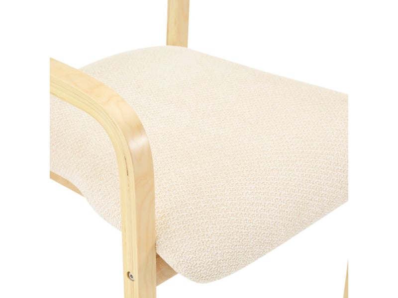  Ensemble de 2 chaises de salle à manger avec accoudoirs, bois moulé et tissu teddy, style scandinave - cuisine et salon  - Conforama E