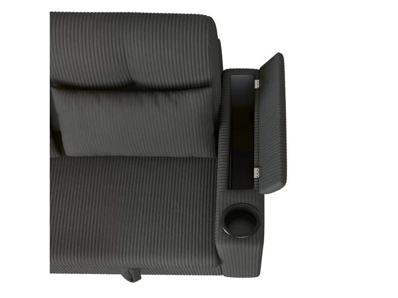  Canapé 2 places 136,5 x 79,5 x 83,6 cm gris en velours côtelé, rangement, usb type-c et porte-gobelets  - Conforama E