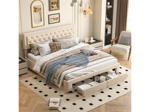 Lit coffre 160x200 cm    coloris beige