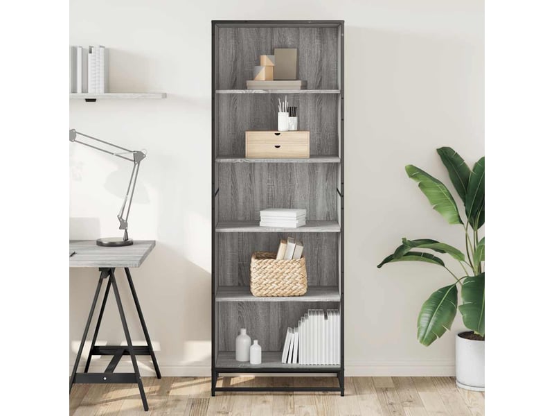  Bibliothèque, meuble de rangement salon sonoma gris 60x35x170,5 cm bois d'ingénierie  - Conforama C