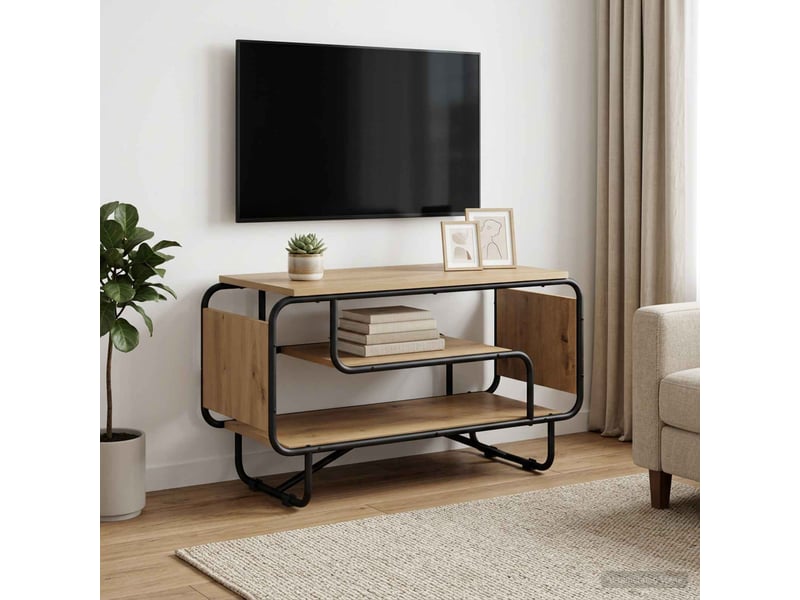 Meuble tv moderne, banc tv 80x36x45 cm chêne artisanal bois d'ingénierie  - Conforama B