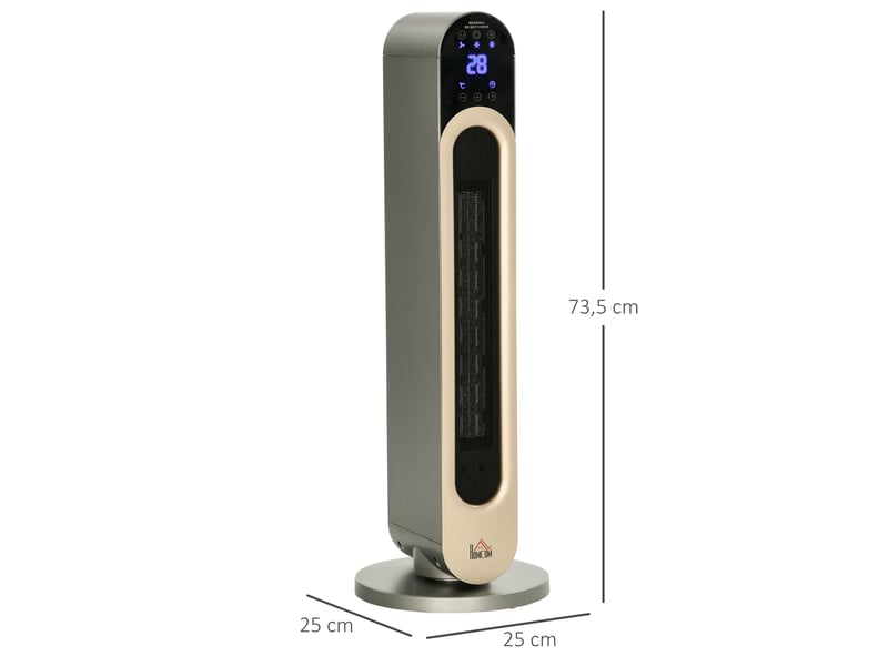  Chauffage soufflant oscillant 11002200 w - mini radiateur céramique ptc - télécommande incluse - chauffage d'appoint noir  - Conforama C
