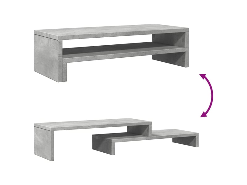  Support de moniteur table meuble bureau 54 x 22 x 15 cm bois d'ingénierie gris 02_0044891  - Conforama E