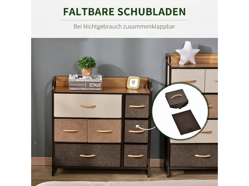  Commode 7 tiroirs en tissu et cadre en métal 80 x 29 x 78,5 cm  - Conforama E
