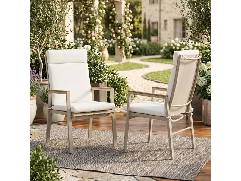 Lot de 2 chaises de jardin,72x57x101 cm,métal et textilene,beige kaki - Conforama B