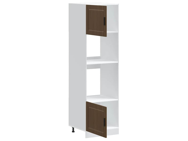  Lot de 2 armoires à four compactes avec pieds réglables 60 x 57 x 207 cm en bois d'ingénierie chêne marron 02_0055723  - Conforama C