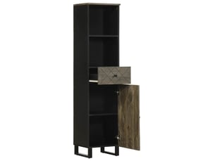Armoire de salle de bain, cabinet de salle de bain noir 38x33x160 cm bois massif manguier cf65120