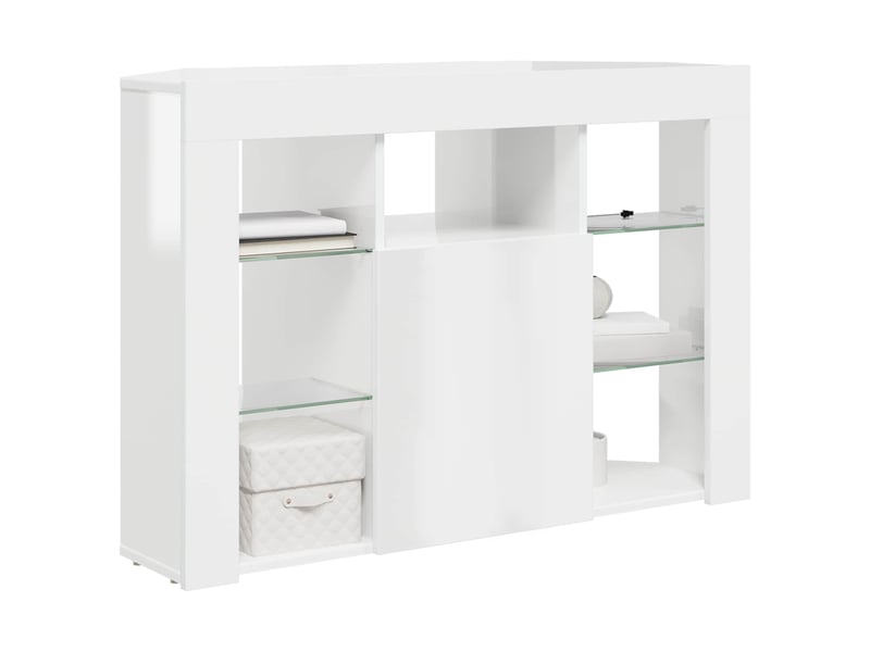  Meuble tv - banc tv - meuble de rangement led d'angle 100x40x68cm blanc brillant  - Conforama C