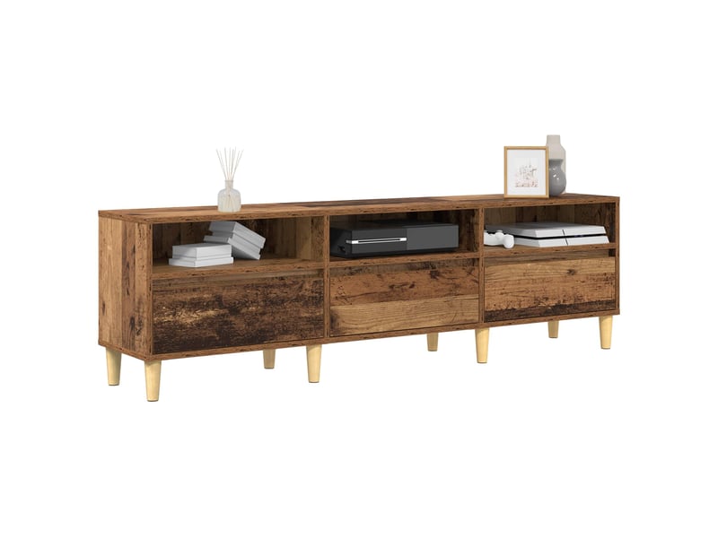  Meuble tv - banc tv - meuble de rangement 150 x 30 x 45 cm bois ancien bois d'ingénierie  - Conforama C