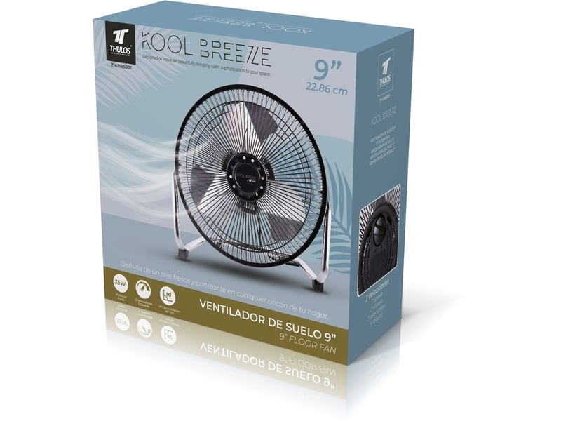  Ventilateur de sol thulos kool breeze 9 pouces noir 35 w 3 vitesses 1-23349261 - Conforama A