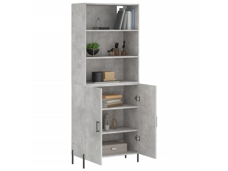  Buffet haut - bahut - meuble de rangement gris béton 69,5x34x180 cm bois d'ingénierie  - Conforama C