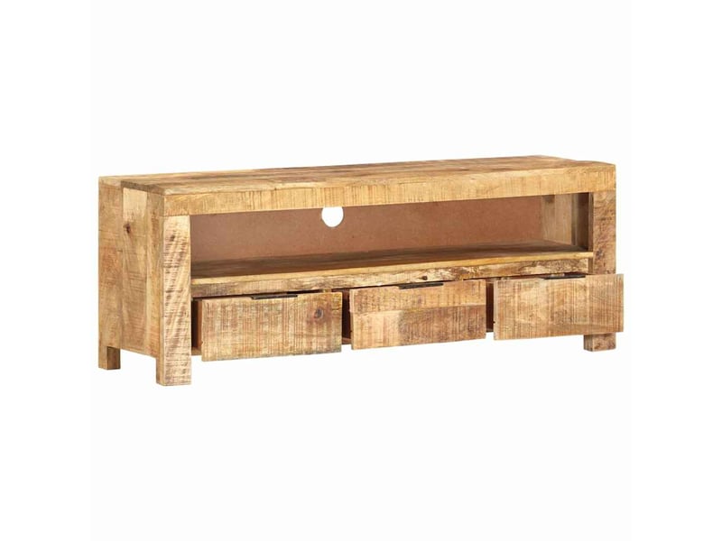  Meuble tv - banc tv - meuble de rangement 110x30x40 cm bois de manguier brut  - Conforama C