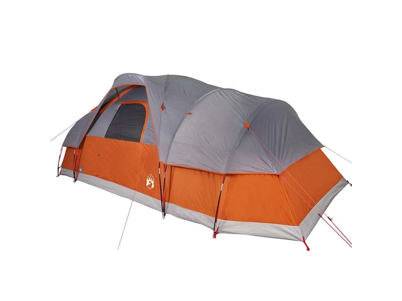  Tente de camping, tente à dôme 11 personnes gris et orange imperméable  - Conforama D