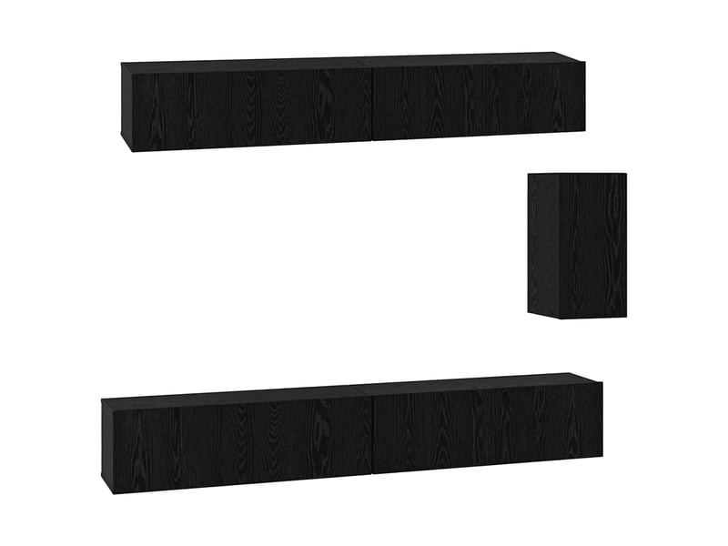  Meuble tv - banc tv - meuble de rangement mural 3 pcs chêne noir bois d'ingénierie  - Conforama A