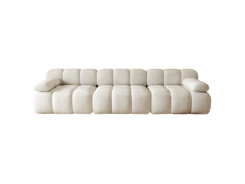  Canapé droit 3 places 300x100x68 cm en tissu chenille blanc  - Conforama D