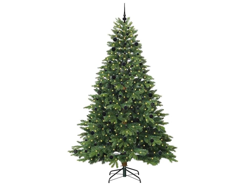 Sapin de noël artificiel, arbre de noël avec 300 led vert 240 cm pe et pvc shl4220 - Conforama C