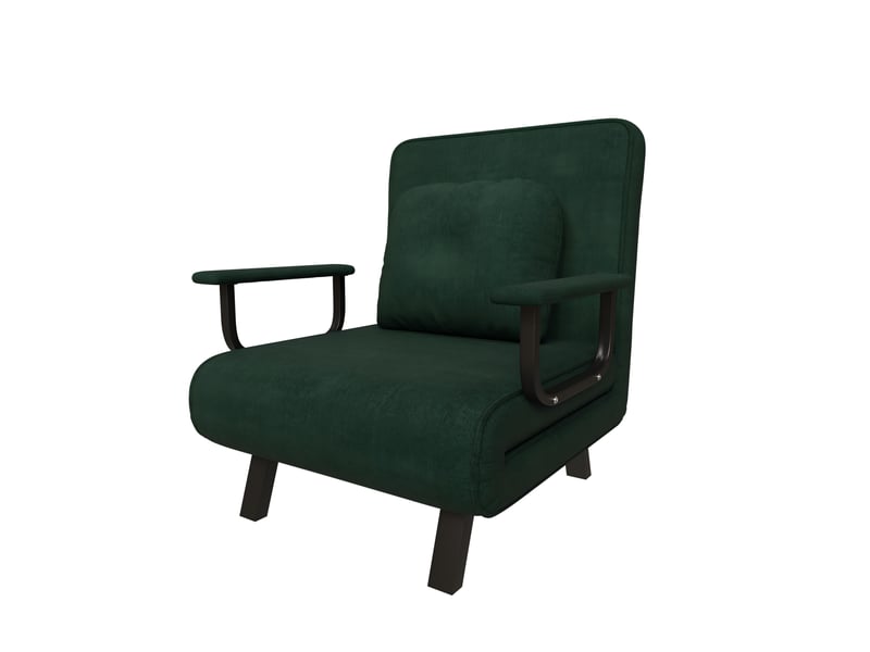  Fauteuil relax convertible - 60x60x80cm - chauffeuse lit 185cm, dossier 5 positions 180°, chenille, métal - vert foncé  - Conforama A