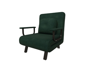 Fauteuil relax convertible - 60x60x80cm - chauffeuse lit 185cm, dossier 5 positions 180°, chenille, métal - vert foncé