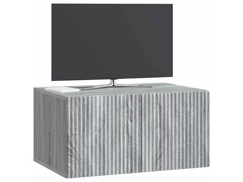  Meuble tv - banc tv - meuble de rangement mural 59,5 x 41 x 30 cm sonoma gris bois d'ingénierie  - Conforama C