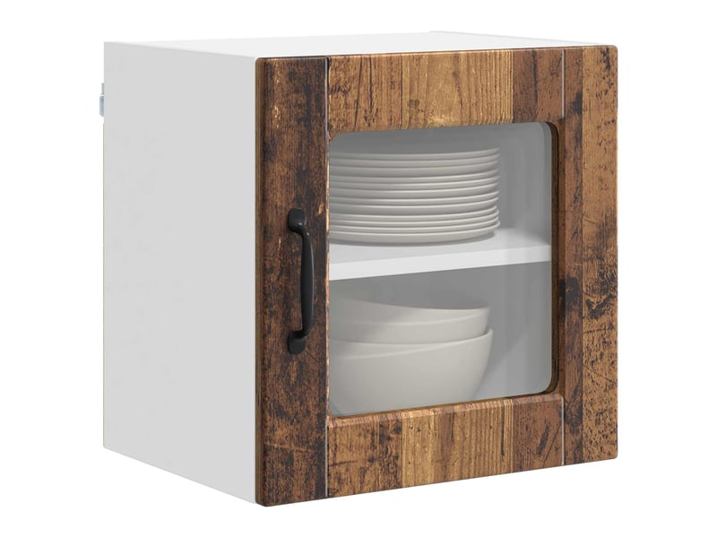  Meuble mural de cuisine, cabinet en verre mural 2 pc bois ancien bois d'ingénierie  - Conforama C