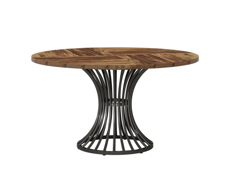  Table à manger ronde,119x119x76,5 cm,mdf métal,noir et marron rustique  - Conforama A
