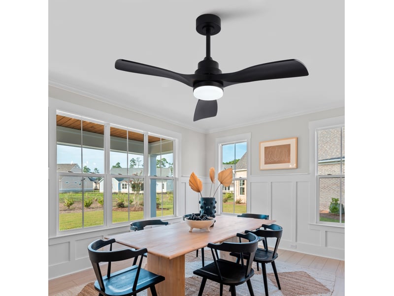  Ventilateur de plafond 107x107x40 cm noir en abs, avec lumière led 20 w et télécommande 6 vitesses  - Conforama B