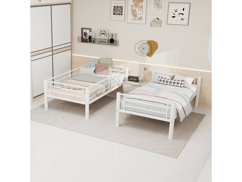  Lit superposé métallique blanc, lit inférieur 90 × 190 cm, séparable IKSETERA TRADING LTD - Conforama D
