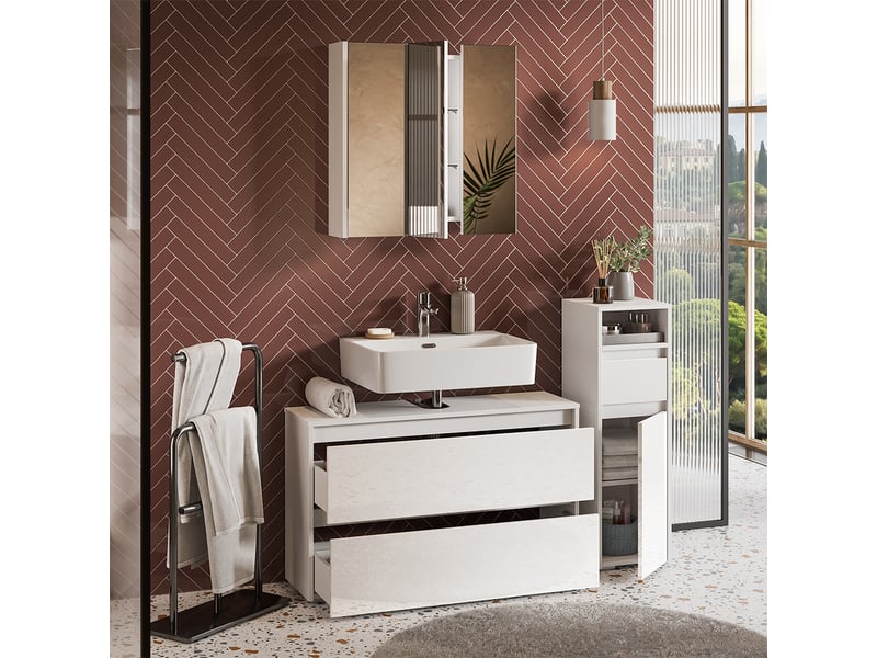  Vicco meubles bain, blanc haute brillanceblanc, 3 pièces  - Conforama E
