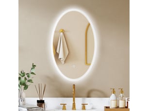 Miroir de salle de bain led ovale sans cadre anti-buée en verre trempé 50x4x80 cm