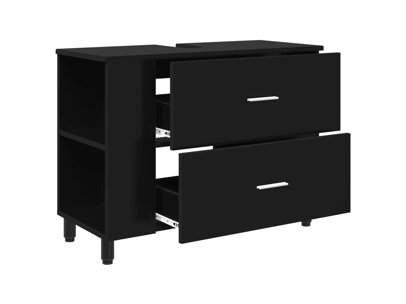  Unité de vanité de salle de bain, meuble de rangement noir 80x35x60 cm  - Conforama D