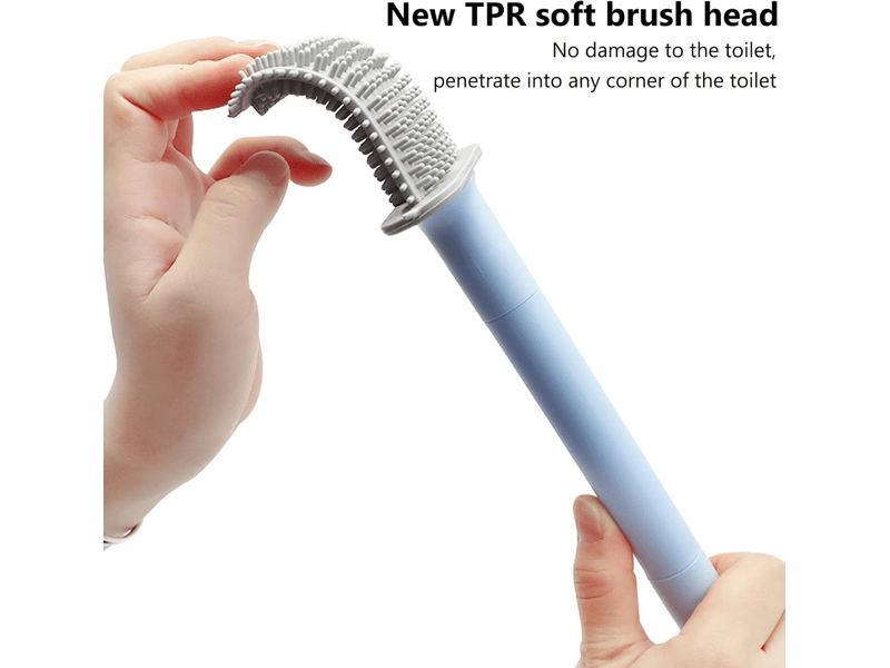  Brosse wc, brosse wc avec grille en silicone, brosse wc avec silicone et support à installation rapide, bleu  - Conforama C