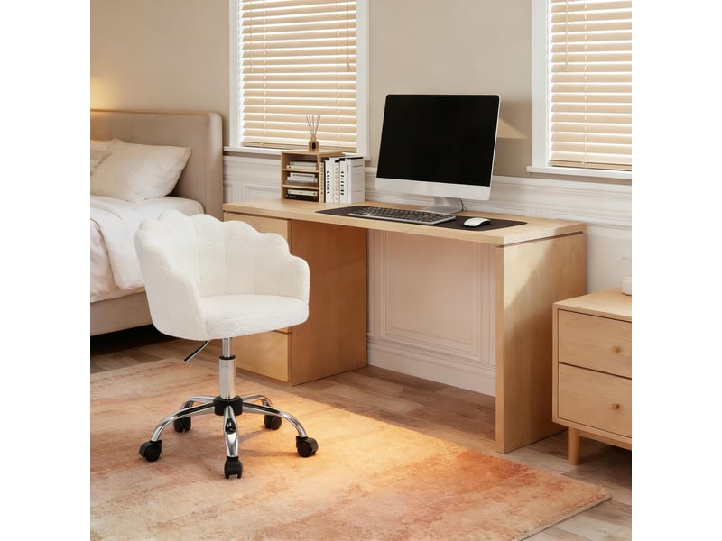  Chaise de bureau,37,5x55x81,5 cm,hauteur réglable,tissu,crème  - Conforama B