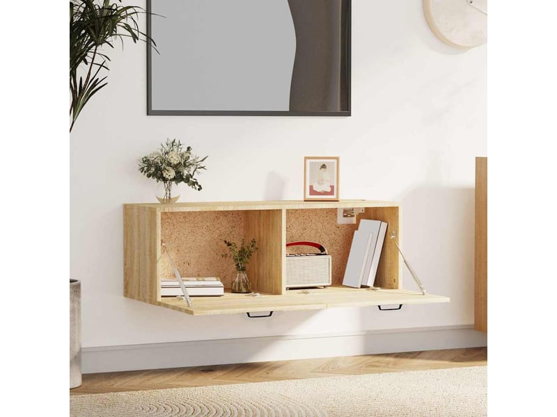  Armoire murale salon chêne sonoma 100x36,5x35cm bois d'ingénierie shl867  - Conforama C
