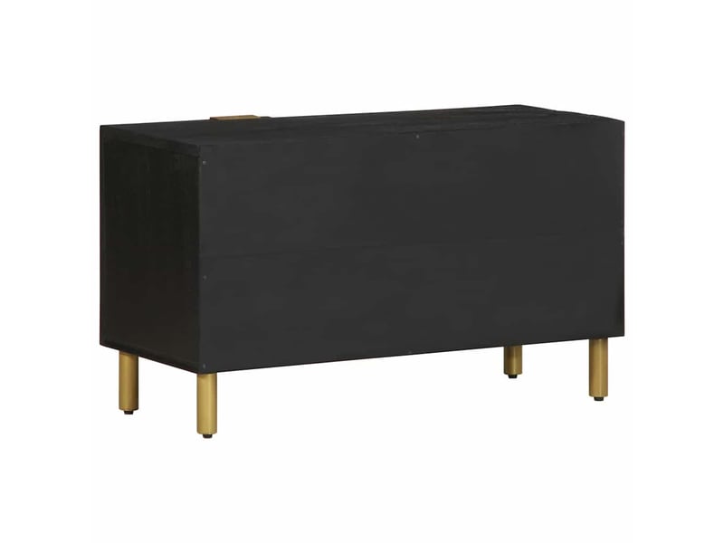 Meuble tv - banc tv - meuble de rangement noir 80x33x46 cm bois d'ingénierie  - Conforama E