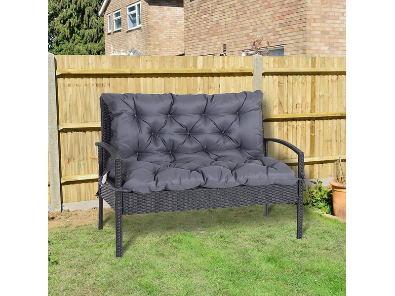  Coussin de banc de jardin 100x98x8 cm avec dossier résistant aux intempéries gris foncé  - Conforama B