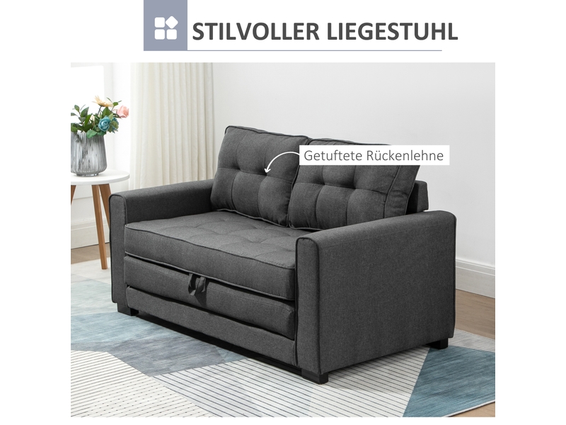  Canapé-lit,147,5x75x85 cm,2 places avec couchage,polyester,gris  - Conforama D